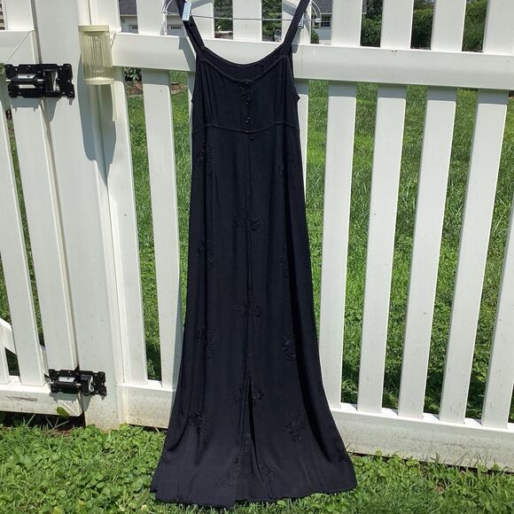 VTG Johnny Was Maxi Dress Small Black Embroidered Whimsigoth Boho Romance *Flaws - Picture 8 of 13